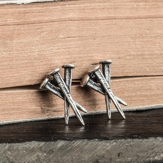 S925 Sterling Silver Nail Stud Earrings Ornament-Jewearrings