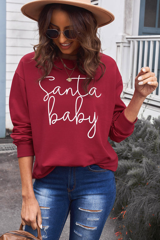 Christmas SANTA BABY Graphic Sweatshirt-Jewearrings