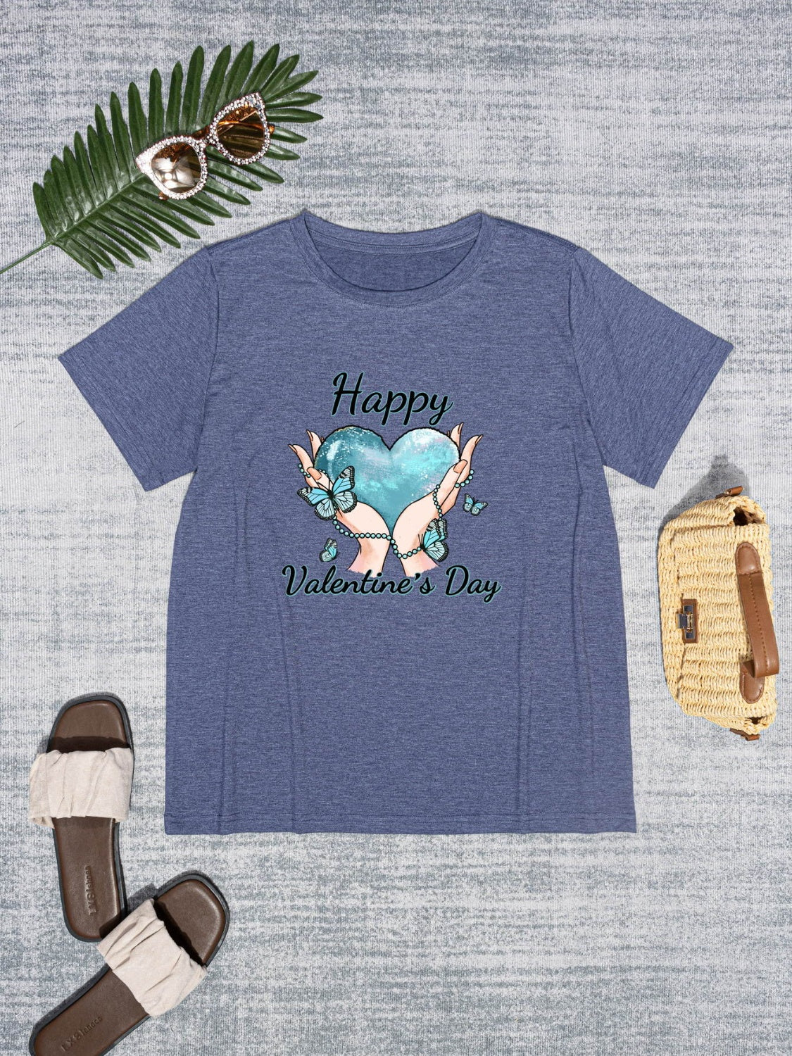 HAPPY VALENTINE'S DAY Round Neck Short Sleeve T-Shirt-Jewearrings