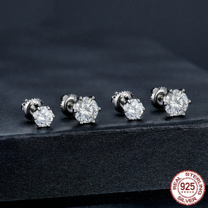 Fashion Six-claw Moissanite Stud Earrings-Jewearrings