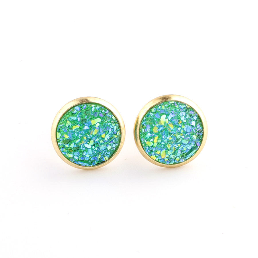 Starry Stainless Steel Water Plated Gold Stud Earrings-Jewearrings