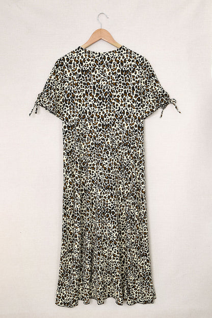 Plus Size Leopard Print Ruffled Midi Dress-Jewearrings