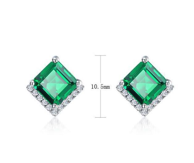 Women's Retro S925 Silver Emerald Stud Earrings-Jewearrings