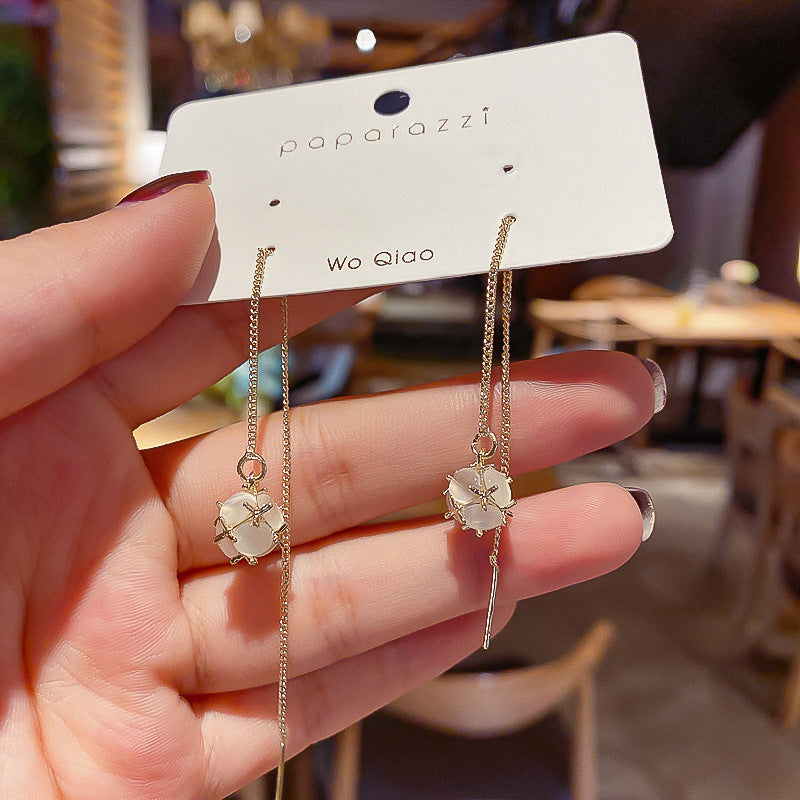 Silver Needle Opal Earrings Temperament Geometric Square-Jewearrings