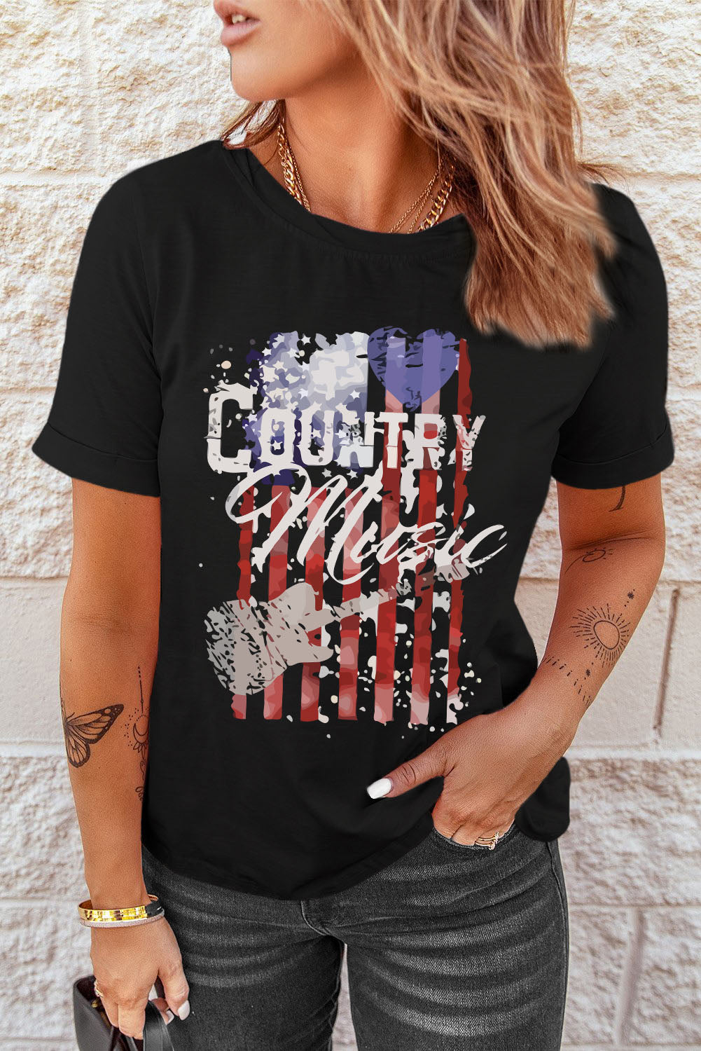 COUNTRY MUSIC Graphic Tee Shirt-Jewearrings