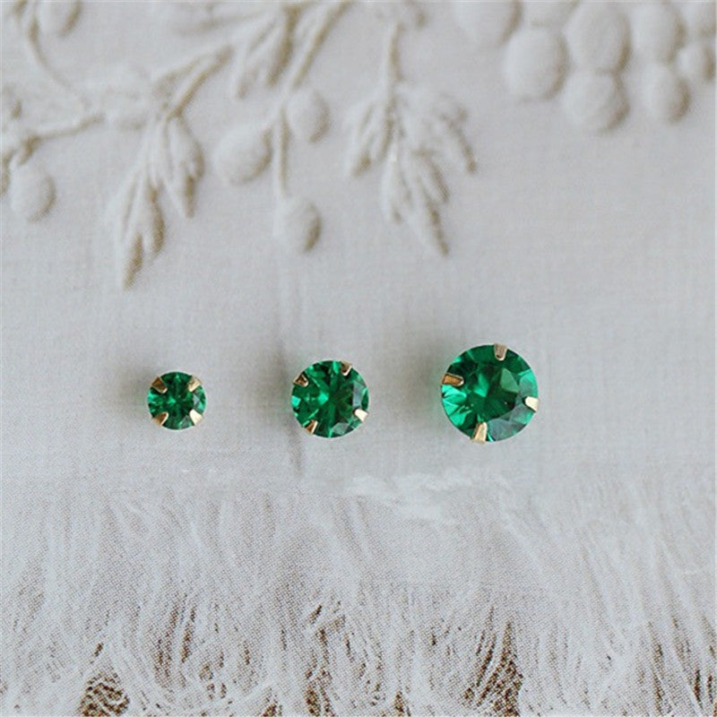 Mini Japanese And Korean Small Round Four-Claw Stud Earrings-Jewearrings