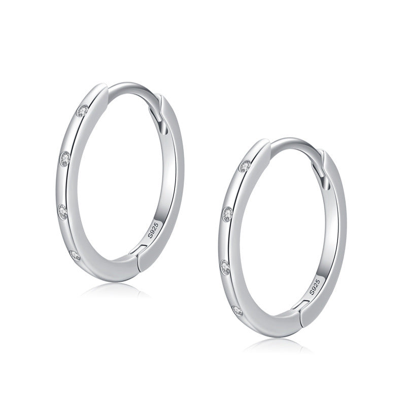 S925 Sterling Silver Simple Micro-set Earrings-Jewearrings