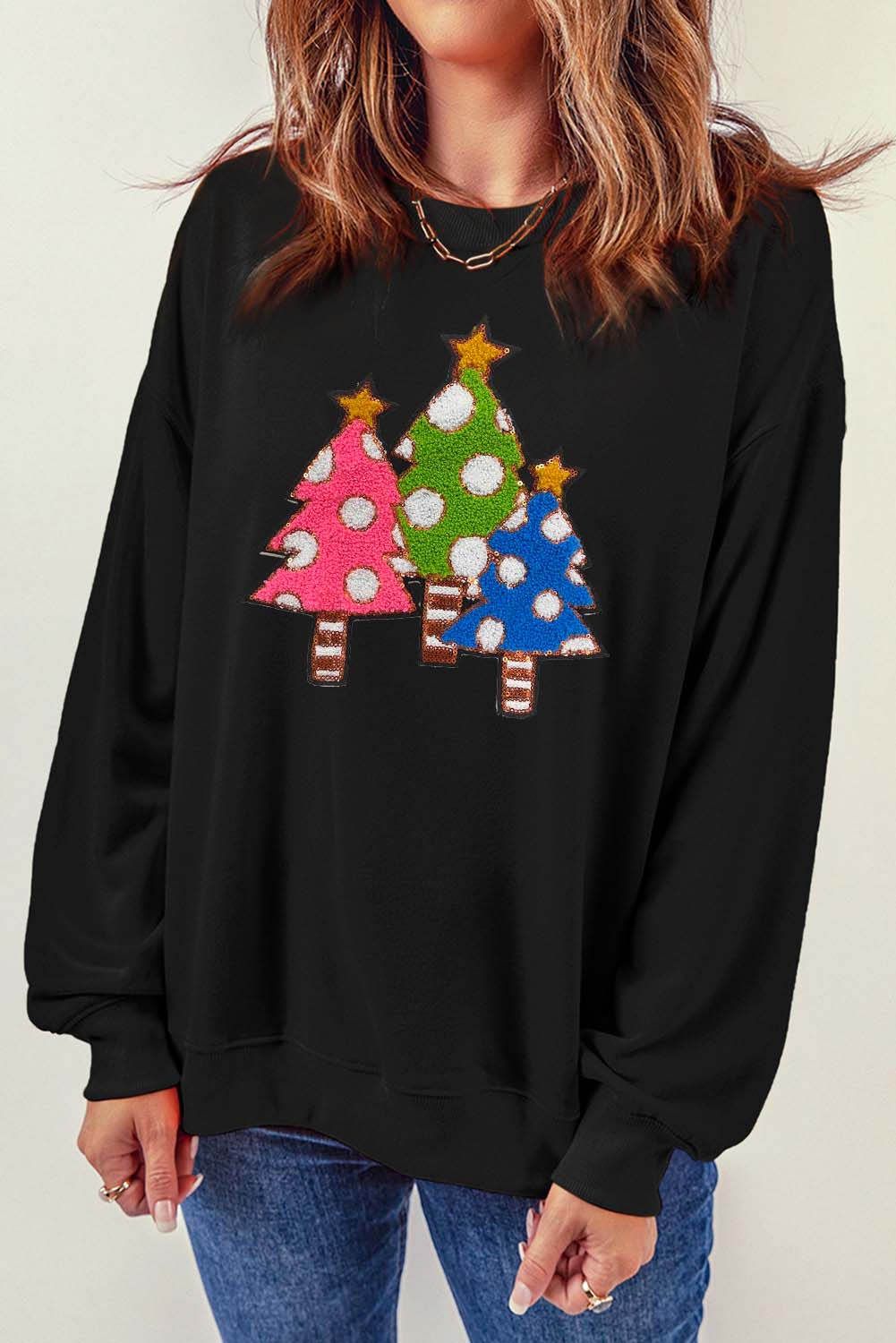 Tree Graphic Round Neck Sweatshirt-Jewearrings