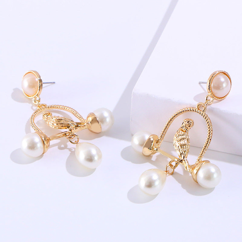 Vintage Birdcage Pearl Earrings Earrings Japan And South Korea-Jewearrings