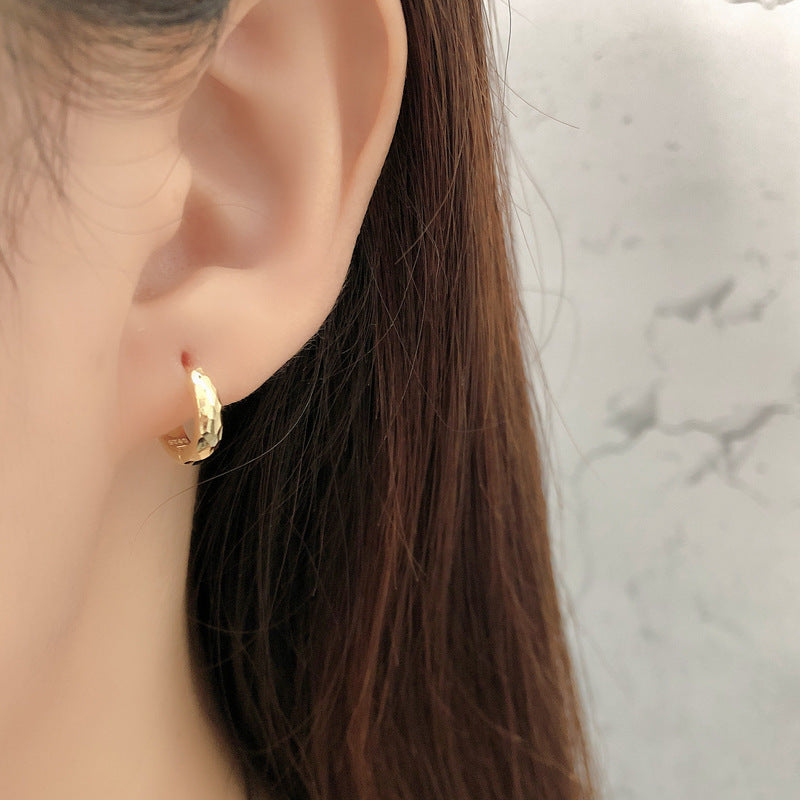 Carven Design Craft Irregular Face Circle Shape Ear Clip Personality Fashionable Golden Earrings-Jewearrings