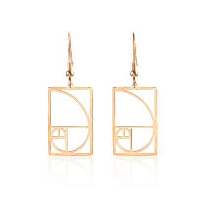 Women's Gold Yellow Gold Spiral Divider Square Earrings-Jewearrings