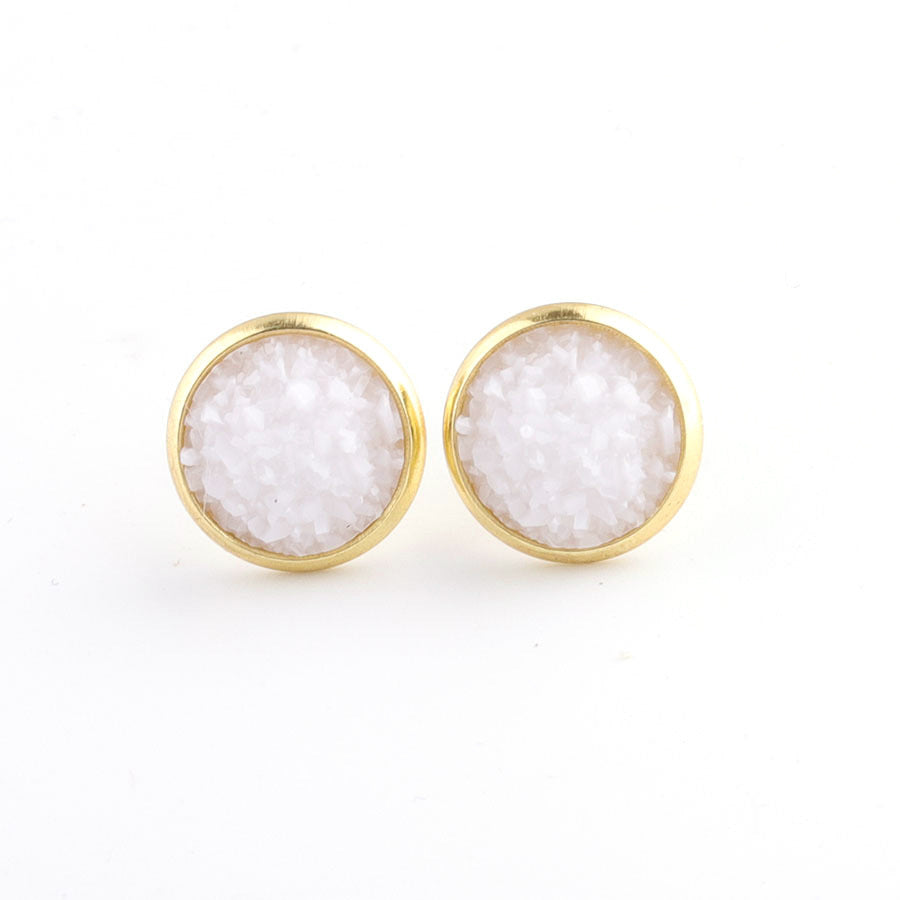 Starry Stainless Steel Water Plated Gold Stud Earrings-Jewearrings