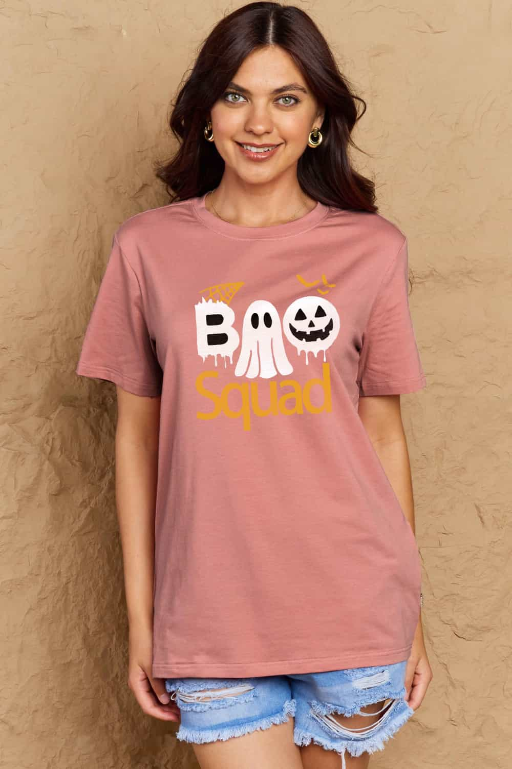 Simply Love Full Size BOO SQUAD Graphic Cotton T-Shirt-Jewearrings