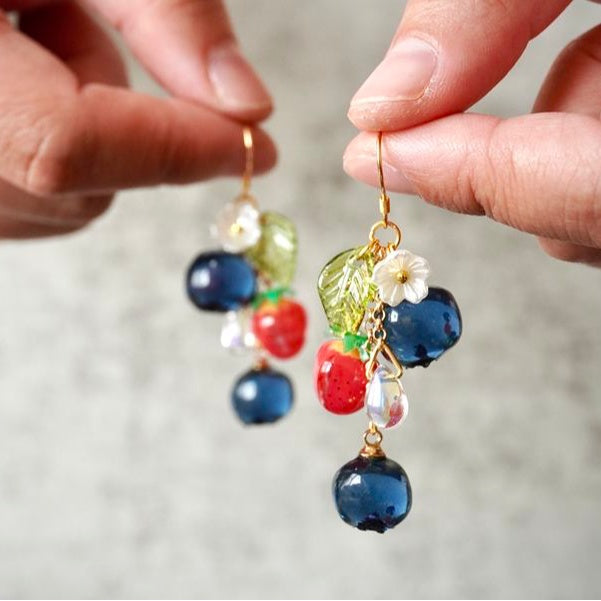 Handmade Fruit Blueberry 925 Silver Stud Earrings-Jewearrings