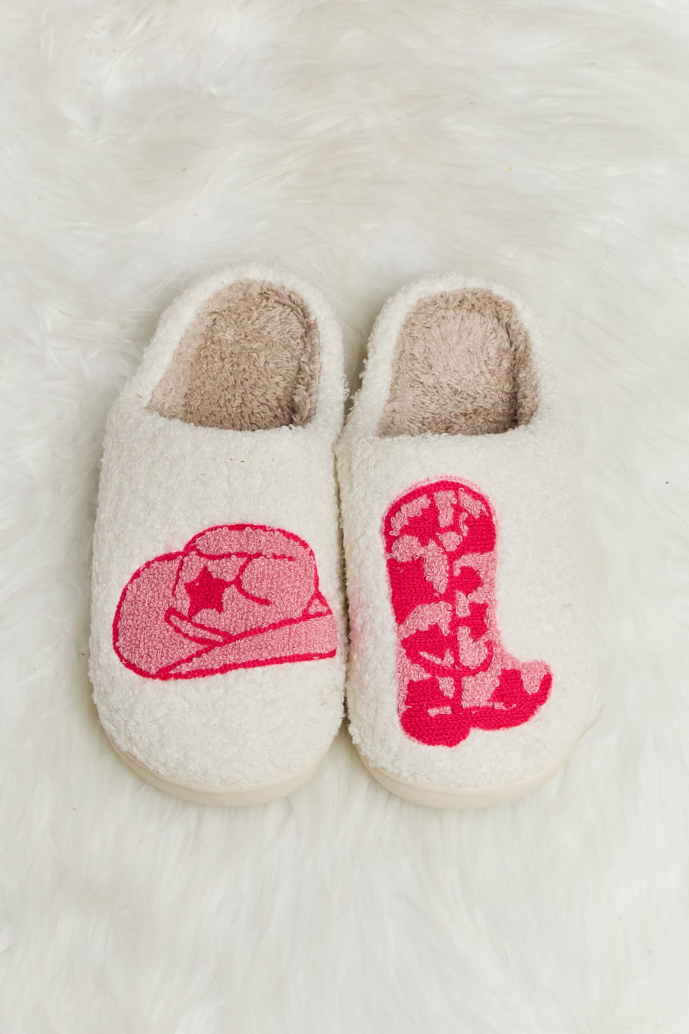 Melody Printed Plush Slide Slippers-Jewearrings