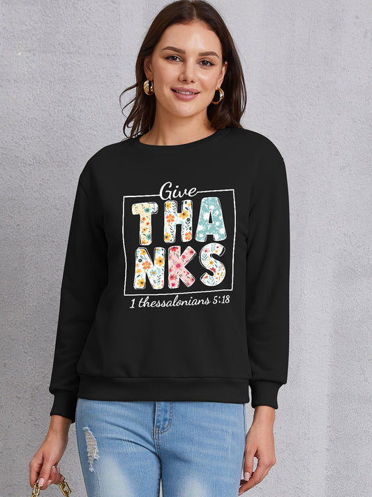 Letter Graphic Round Neck Dropped Shoulder Sweatshirt-Jewearrings