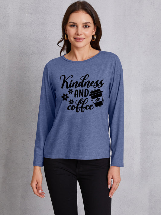 KINDNESS AND COFFEE Round Neck T-Shirt-Jewearrings