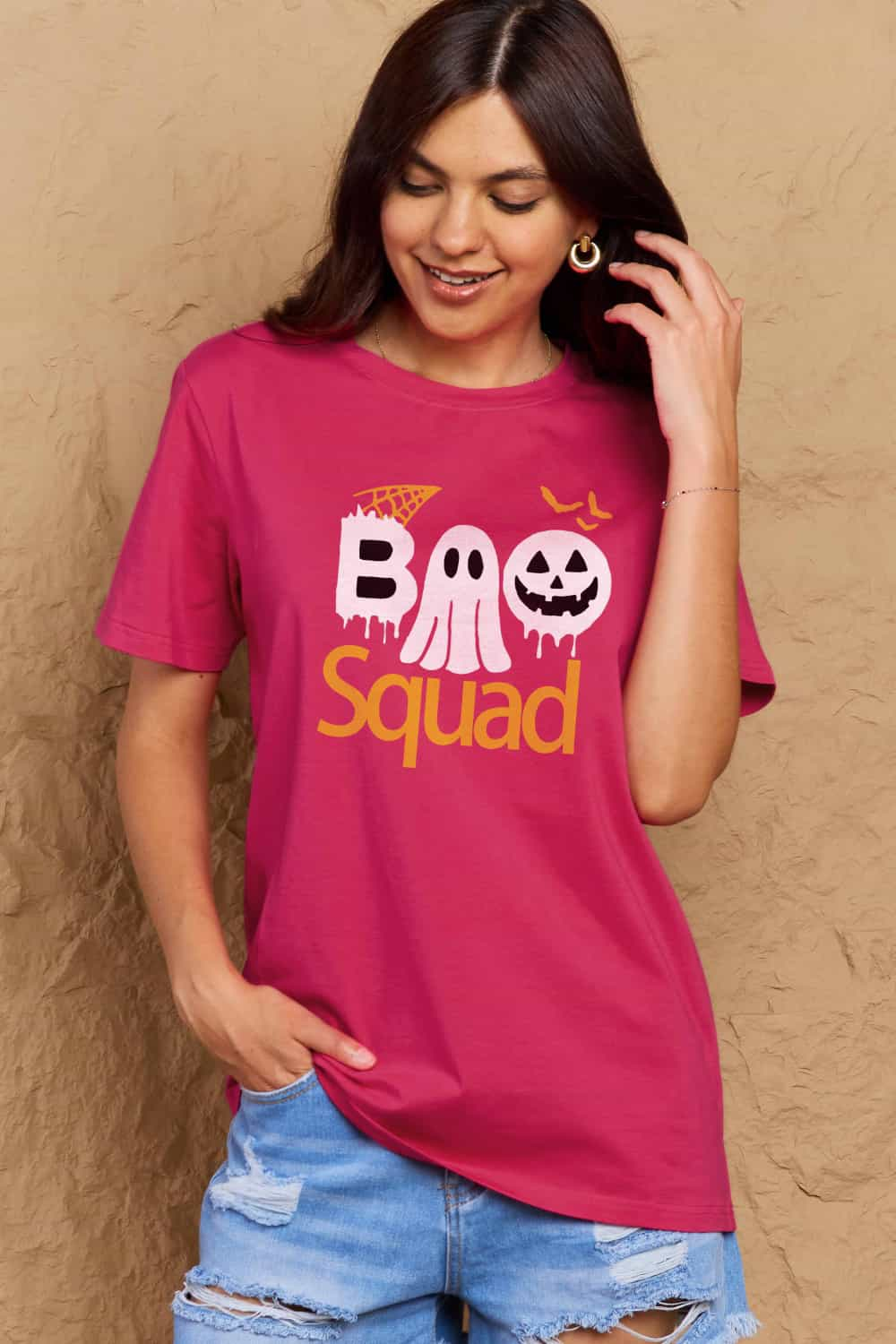 Simply Love Full Size BOO SQUAD Graphic Cotton T-Shirt-Jewearrings