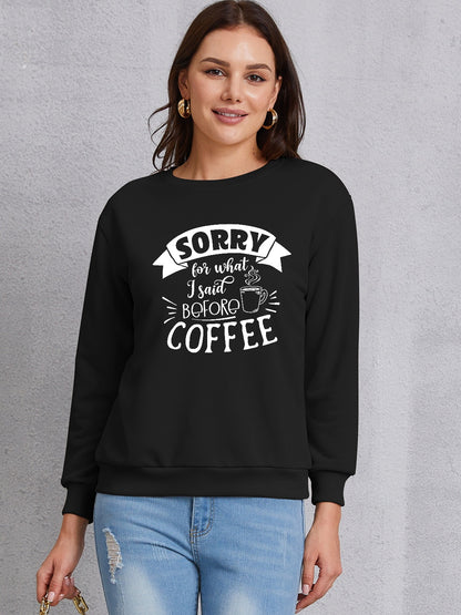 Letter Graphic Round Neck Sweatshirt-Jewearrings