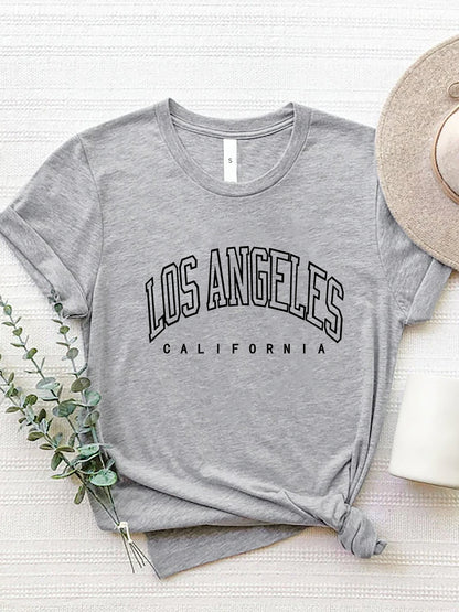 LOS ANGELES CALIFORNIA Round Neck T-Shirt-Jewearrings