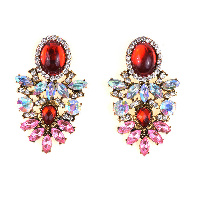 Alloy Stud With Bohemian Style Cracked Gemstone Earrings-Jewearrings