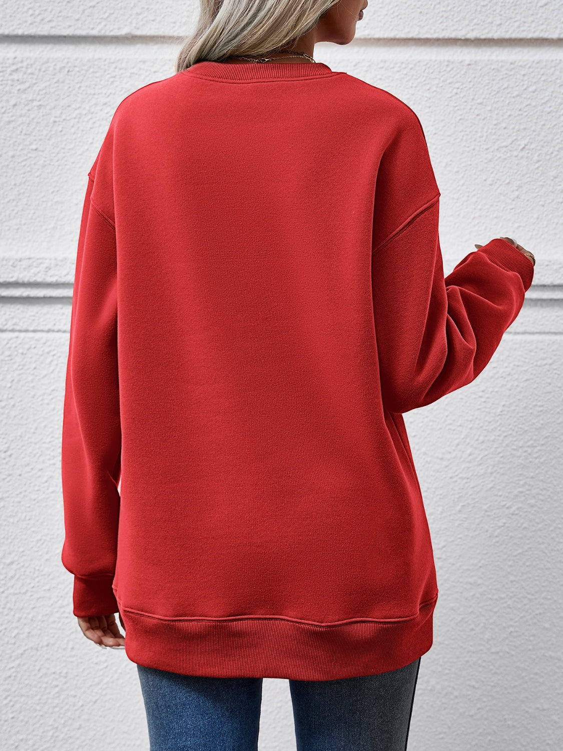 FELIZ NAVIDAD Round Neck Drop Shoulder Sweatshirt-Jewearrings