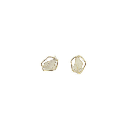 925 Silver Needle Irregular Geometric Glazed Stud Earrings Female Simple-Jewearrings