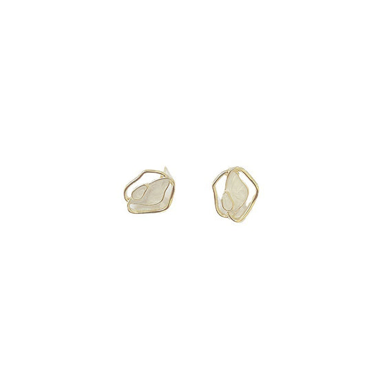 925 Silver Needle Irregular Geometric Glazed Stud Earrings Female Simple-Jewearrings