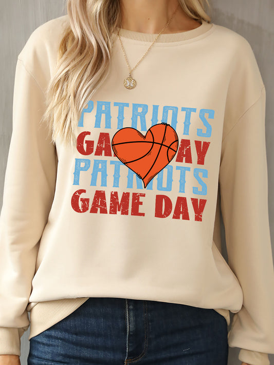 PATRIOTS GAME DAY Round Neck Dropped Shoulder Sweatshirt-Jewearrings