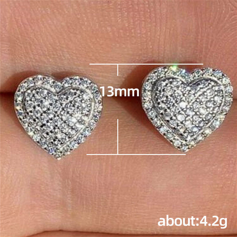 New Fashion OL Micro Inlaid Zircon Love Stud Earrings For Women-Jewearrings