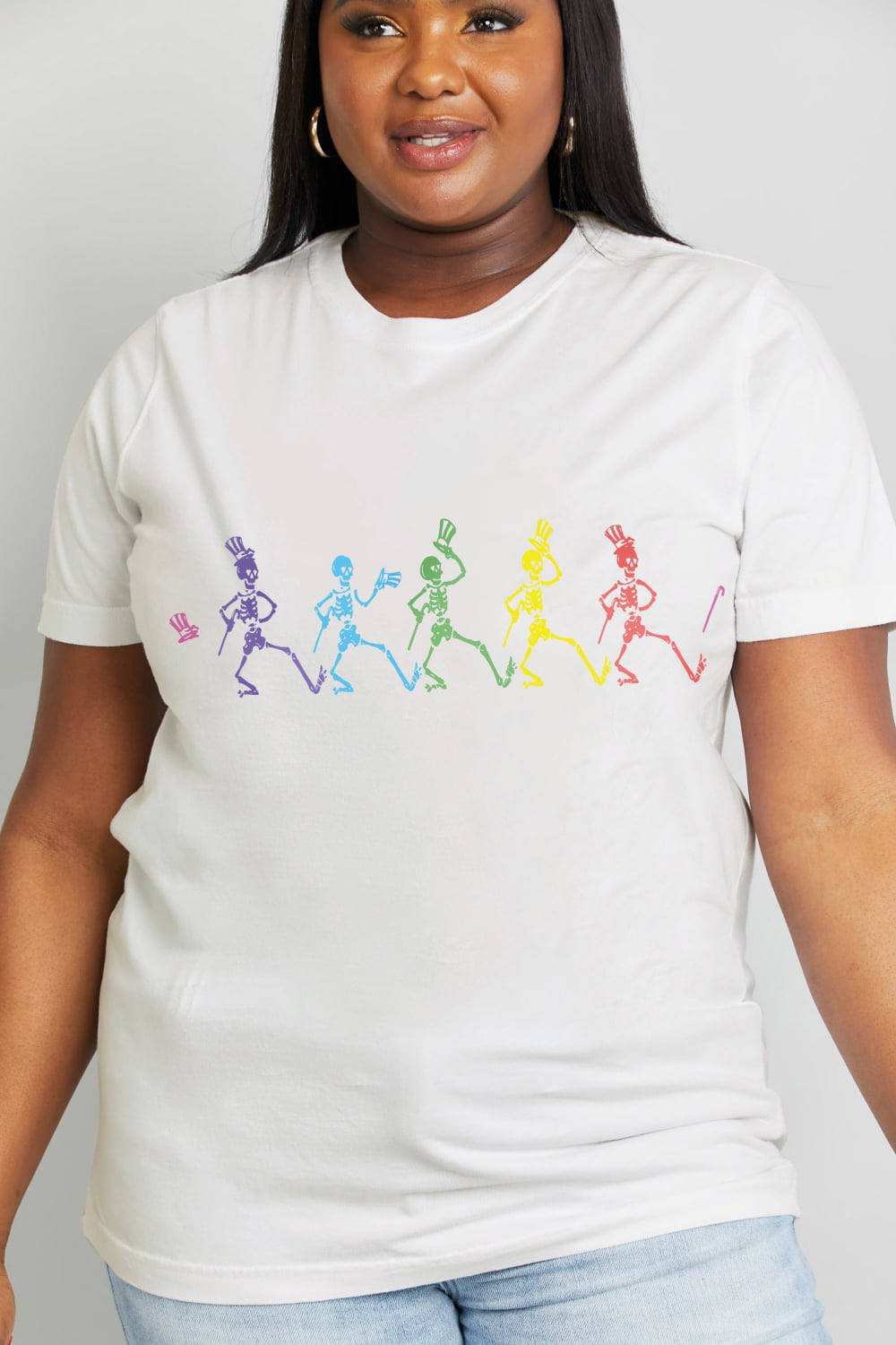 Simply Love Full Size Dancing Skeleton Graphic Cotton Tee-Jewearrings