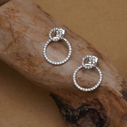 Silver Needle Full Diamond Love Earrings Korean Fashion Temperament-Jewearrings