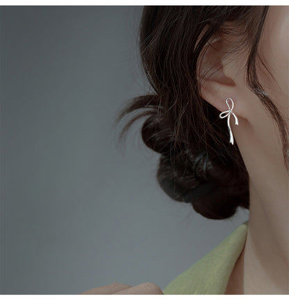 Hollow Bow Stud High Sense Special-interest Design Round Face Earrings-Jewearrings