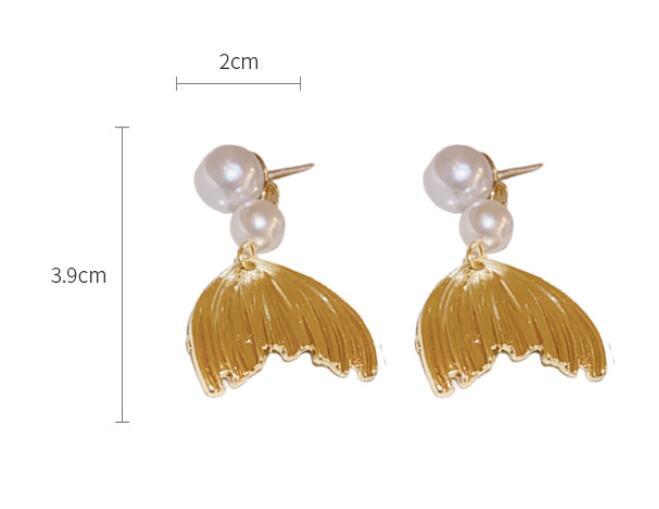 Silver Needle Fishtail Pearl Tassel Simple Earrings-Jewearrings