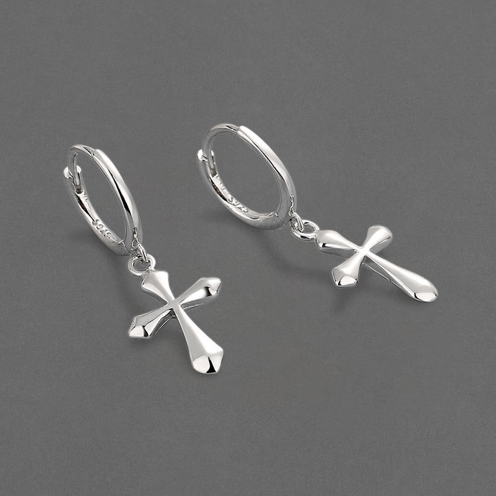 Trendy Copper Glossy Minimalist Cross Earrings-Jewearrings