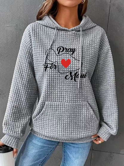 Full Size Graphic Textured Hoodie with Pocket-Jewearrings