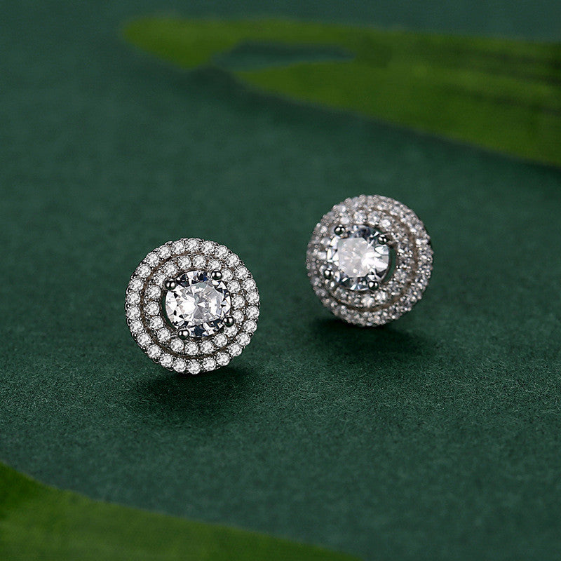 Women's Stylish Round S925 Sterling Silver Stud Earrings-Jewearrings