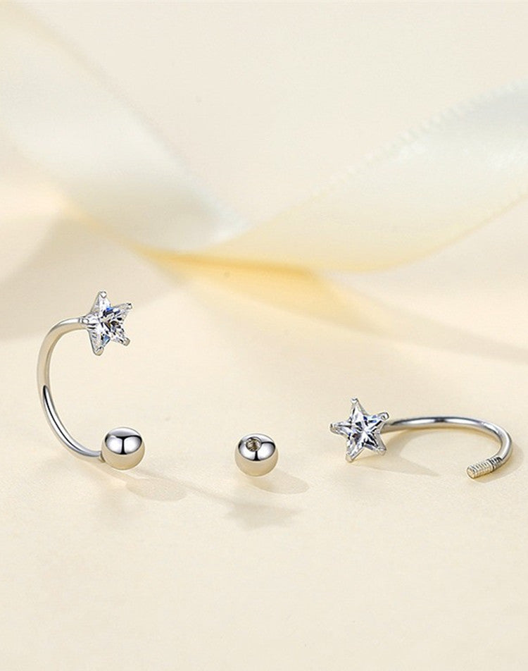 Special-interest Design Minimalist Star Sterling Silver Stud Earrings-Jewearrings