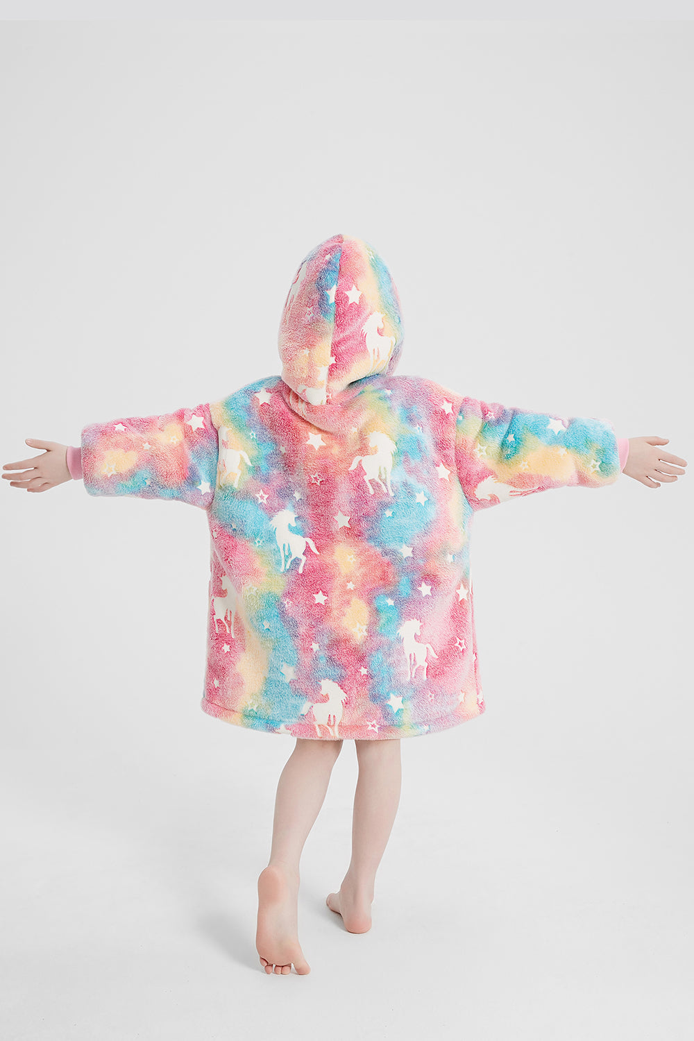 Luminous Pattern Oversize Long Sleeve Fuzzy Hoodie-Jewearrings