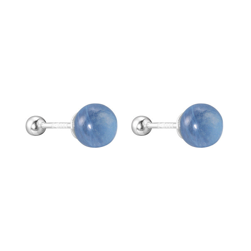 Women's Pure Silver Aquamarine Stud Earrings-Jewearrings