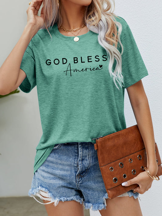 GOD BLESS AMERICA Graphic Short Sleeve Tee-Jewearrings