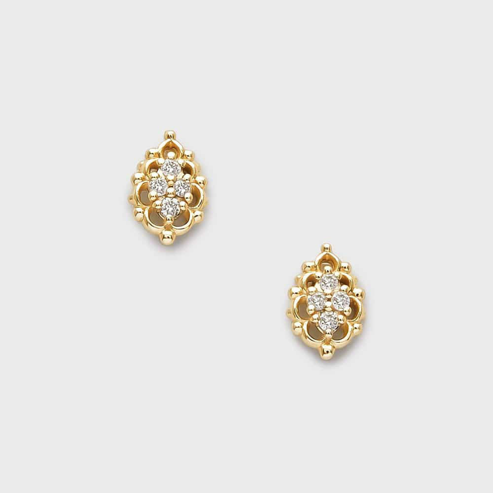 Lace Vase S925 Silver Plated 14K Gold White Zirconium Earrings-Jewearrings