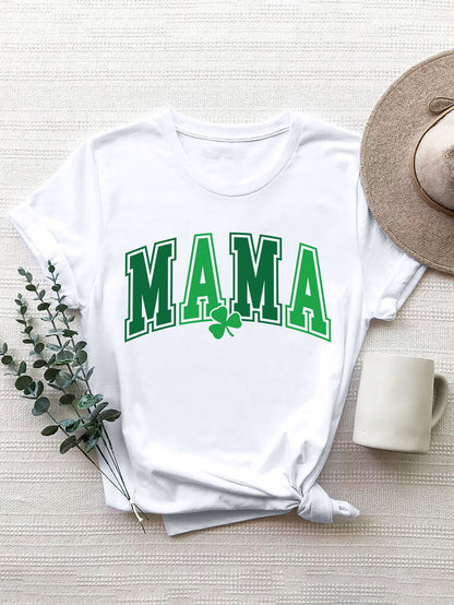 MAMA Round Neck Short Sleeve T-Shirt-Jewearrings