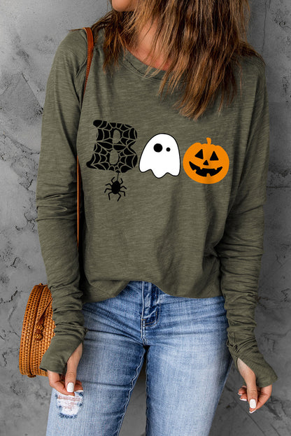 Halloween Graphic Long Sleeve T-Shirt-Jewearrings