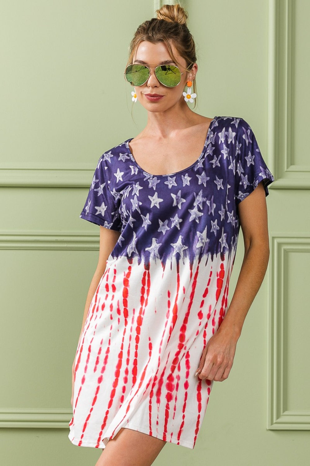 BiBi American Flag Theme Tee Dress-Jewearrings