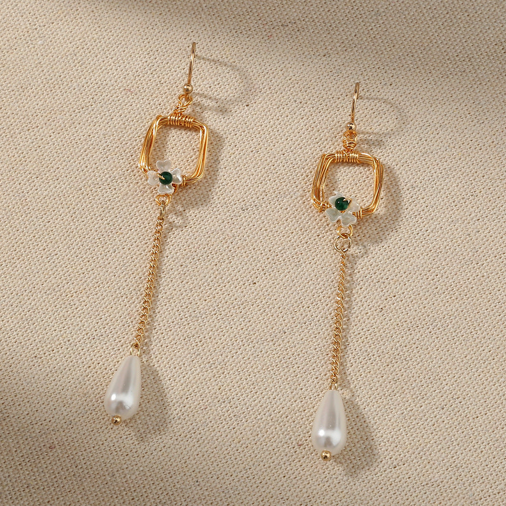 Retro Long Fringe Earrings Simple All-match Pearl-Jewearrings