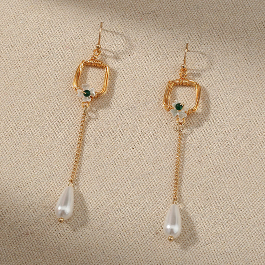 Retro Long Fringe Earrings Simple All-match Pearl-Jewearrings