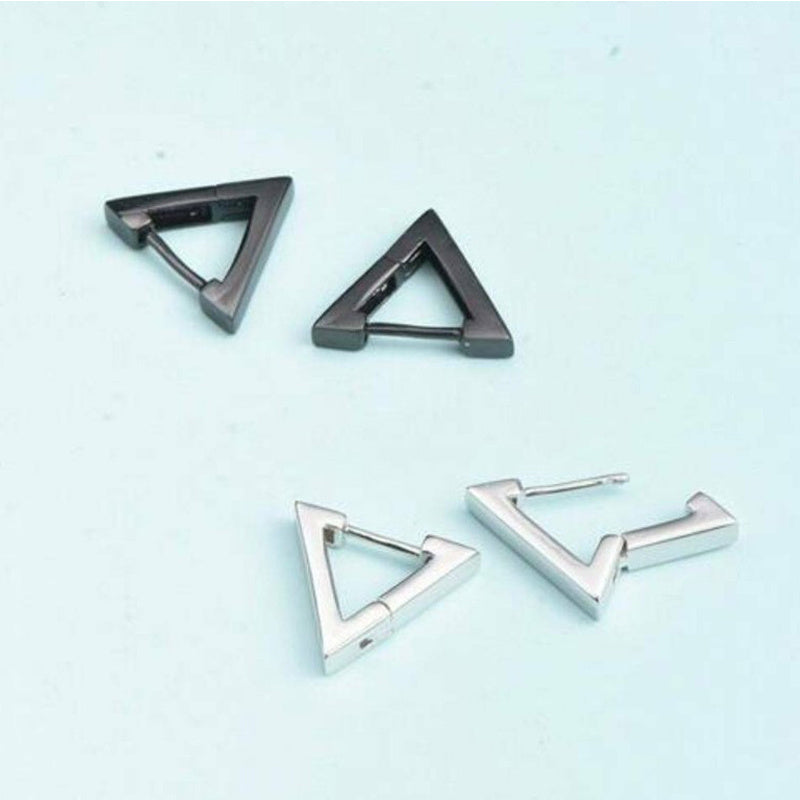 Stainless Steel Creative Hoop Earrings Women Triangular Earrings Fashion Jewelry Huggie Men Punk Hiphop-Jewearrings