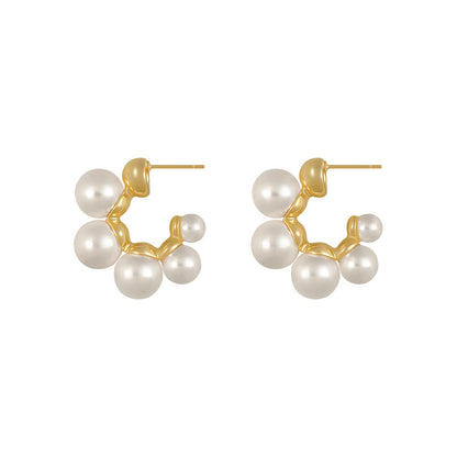 Korean Port Style Retro Hepburn Temperament Simple Pearl Earrings-Jewearrings