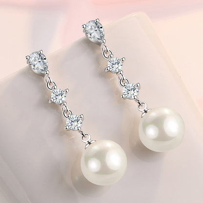 Women's Fashion Temperament Long Pearl Stud Earrings-Jewearrings